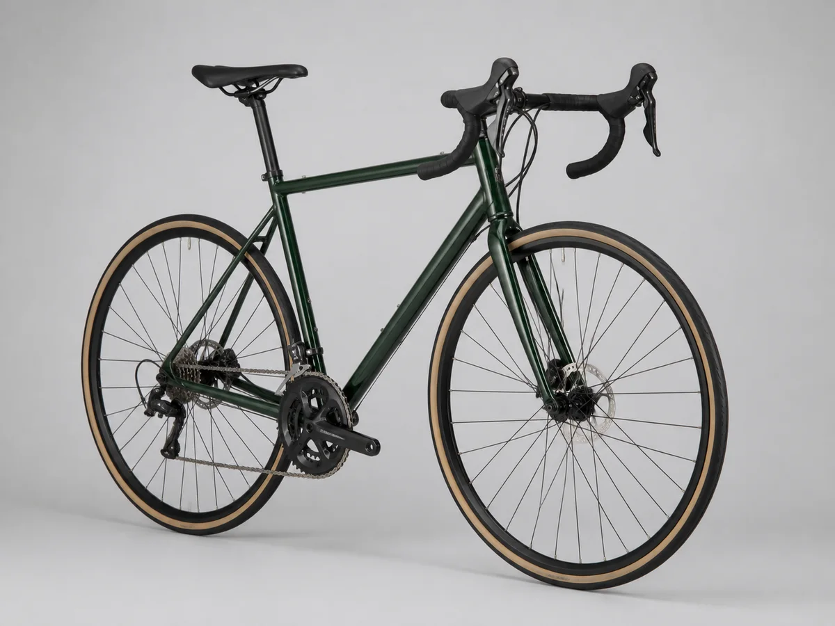 Ejemplo de una bicicleta fotografiada desde un ángulo de tres cuartos